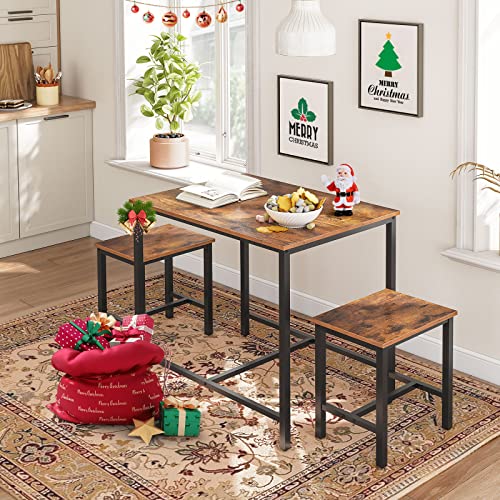 HOOBRO Dining Table Set, Bar Table and Chairs Set, Kitchen Table and Bar Stools, 3-Piece Breakfast Table Set for Kitchen… - Image 3