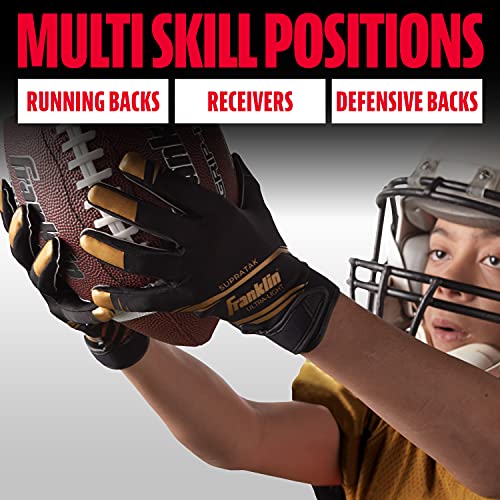 Franklin Sports Supratak Receiver Gloves - Adult Small - Black/Gold - image 6