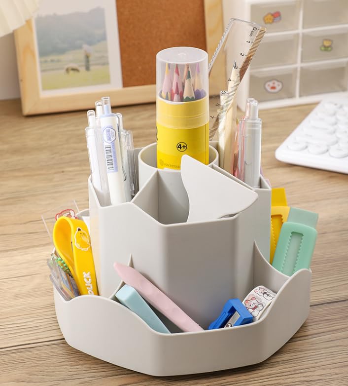 Euqvunn Rotating Pencil Pen Holder for Desk Pen Pot Desk Organiser with 9 Independents - Image 2