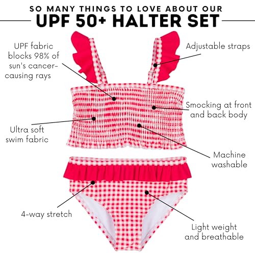 Image of SwimZip Girls' Halter Top and Bikini Bottom 2 Piece Set UPF 50+ Sun Protection