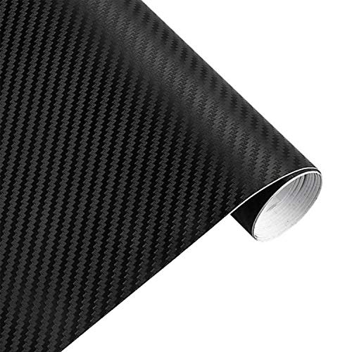 AOBETAK Carbon Autofolie Matt Schwarz mit Kunststoffschabern, 1500 x 300 mm Selbstklebend 3D Car Wrapping Blasenfrei Vinyl Folie, Carbonfolie Lackschutzfolien für Auto Motorrad DIY