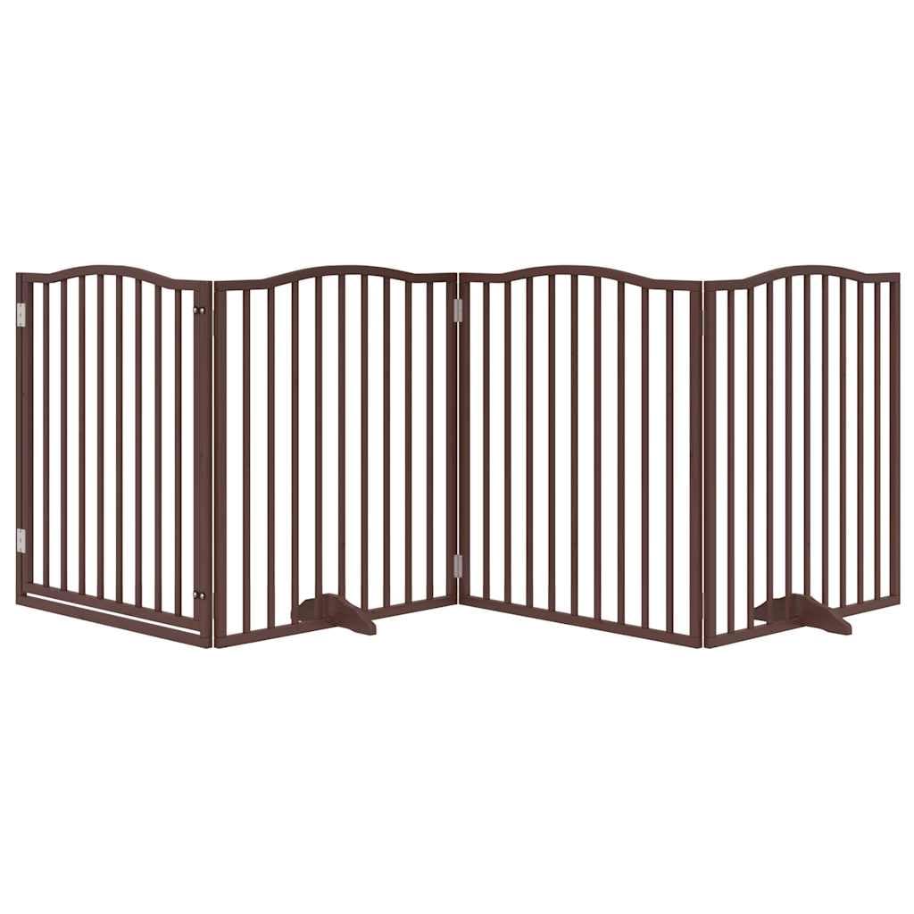 Homgoday Puerta para Perros Plegable 4 Paneles álamo marrón Roble 320 cm Barrera para Perros, Puerta de Seguridad para Puertas y escaleras