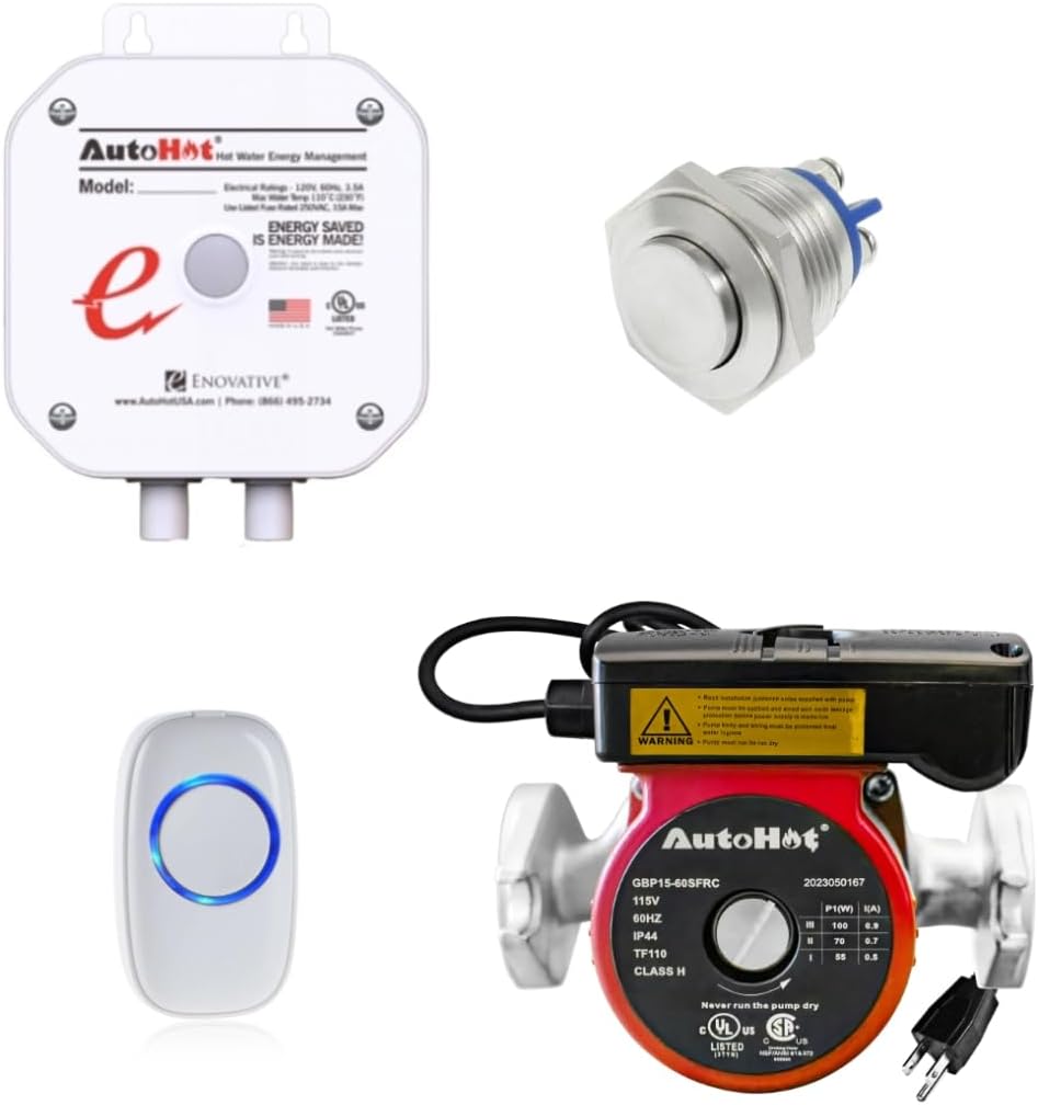 AutoHot DR055A-USC On-Demand Hot Water Recirculation Pump System – Easy Installation, UL & NSF 61 Certified | Save Water & Energy, Get Hot Water Faster