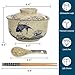 Nagpew 2 Pieces Ceramic Ramen Bowls, 25 Oz Large Soup Bowl with Lid, Spoon, Chopstick, Hand-painted Japanese Tableware for Noodles, Salad, Rice, Microwave Dishwasher safe
