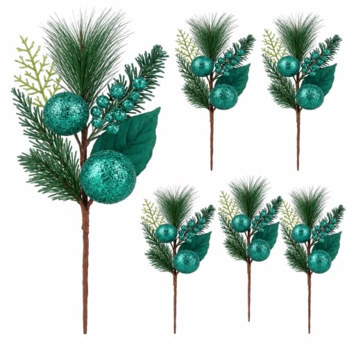 Glitinsel 6 Pack Teal Christmas Picks and Sprays...