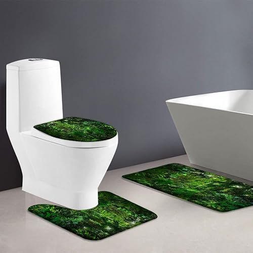 Miniatura 2 de Alfombra de baño de selva tropical, palmeras verdes selva, hojas, paisaje, naturaleza, vegetal, follaje exuberante, arbusto, árbol, juego de 3