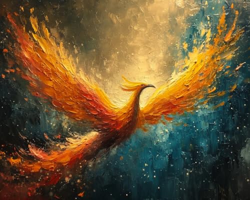 Stamped Cross Stitch Kits, Phoenix Rising from Ashes, Needlepoint Counted Cross Kits for Beginners, Embroidery Kits Arts Home Decor(11CT No Frame,16x20 inch)