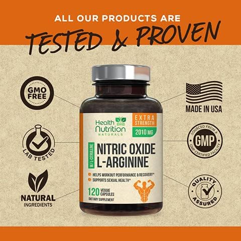 Extra Strength Nitric Oxide Supplement L Arginine 3X Strength - Citrulline Malate, AAKG, Beta Alanine - Premium Muscle Building Nitric Booster for Strength & Energy to Train Harder - 120 Capsules