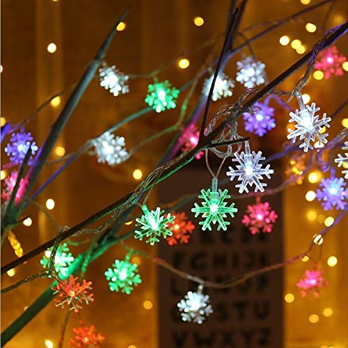 GANK TJS ATY 3m 20 LEDs USB Home New Year Christmas Decoration Snowflake Garland Light(Warm White) (Color : Colorful Light)