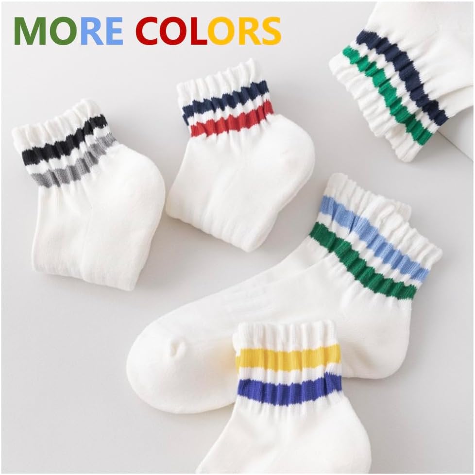 Women Striped Retro Novelty Crew Socks Sporty Thick Cotton Quarter Tube Socks - Image 5