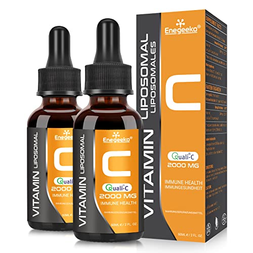 Vitamina C liposomal 2000 mg x 60 ml con vitamina C Quali®-C, máxima biodisponibilidad, potenciador del sistema inmunitario, colágeno fuerte (60 unidad (Paquete de 2))