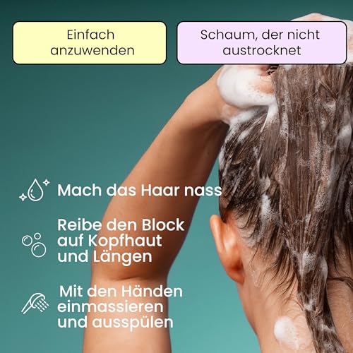 Enooso - Bio-Shampoo Gegen Haarausfall, Stärkt Mit Rosmarinöl, Verdünnt Mit Reinigendem Rizinusöl, Für Fettiges Haar, 100% Natürliches und Veganes Festes Shampoo - 130g