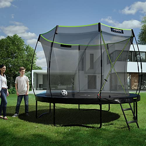 Foto von KINETIC SPORTS Trampolin Outdoor 'Ultimate Pro' Ø 244/305/366 cm, rundes Gartentrampolin mit innenliegendem Sicherheitsnetz, Leiter & Randabdeckung, Kindertrampolin bis 120/150/160 kg