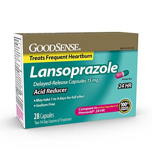 GoodSense, Acid Reducer, Lansoprazole Delayed Release Capsules, 15 mg, 28 Count