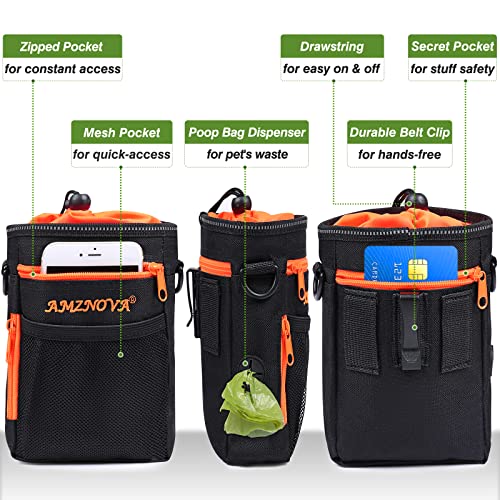 Dog Treat Bag, Large Dog Training Pouch with Adjustable Should Strap, Waistband, Poop Bag Dispenser, Easy to Carry All Doggy Items, Black Dog Treat Bag, Large Dog Training Pouch with Adjustable Should Strap, Waistband, Poop Bag Dispenser, Easy to Carry All Doggy Items, Black