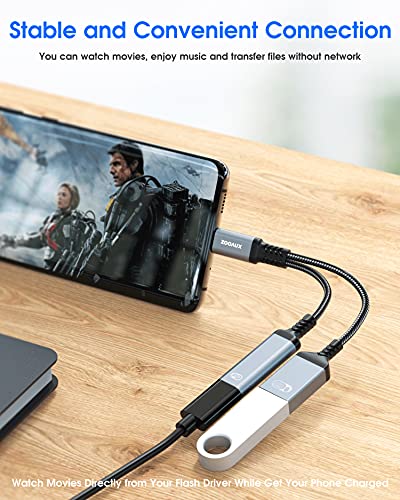 Zooaux Usb C To Usb Otg Adapter And Charger Cable, 2 In 1 Usb-C Splitter With 60W Pd Charging Type C Otg And Usb A Female Port Compatible With Chromecast Google Tv,Ipad Pro,Samsung S21/S20,Pixel,Lg #TOP6