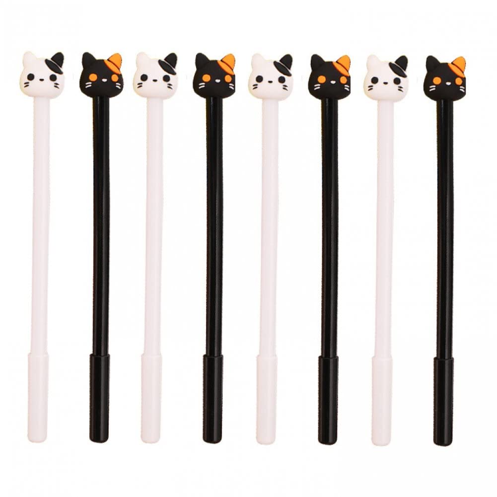 Danlai Black 8Pcs Lovely Cats Gel Pen Rollerball Pen Writing Stationery Ink 0.5Mm