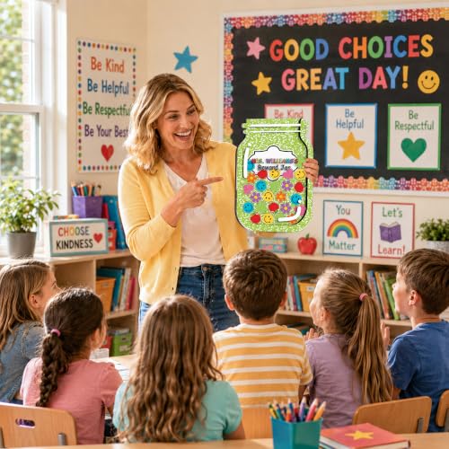 Image of Personalized Magnetic Reward Jar for Kids, Potty Training Reward Jar for Toddlers, Positive Behavior System Management with Acrylic Tokens, Classroom Incentive Reinforcement Tool for Boys & Girls