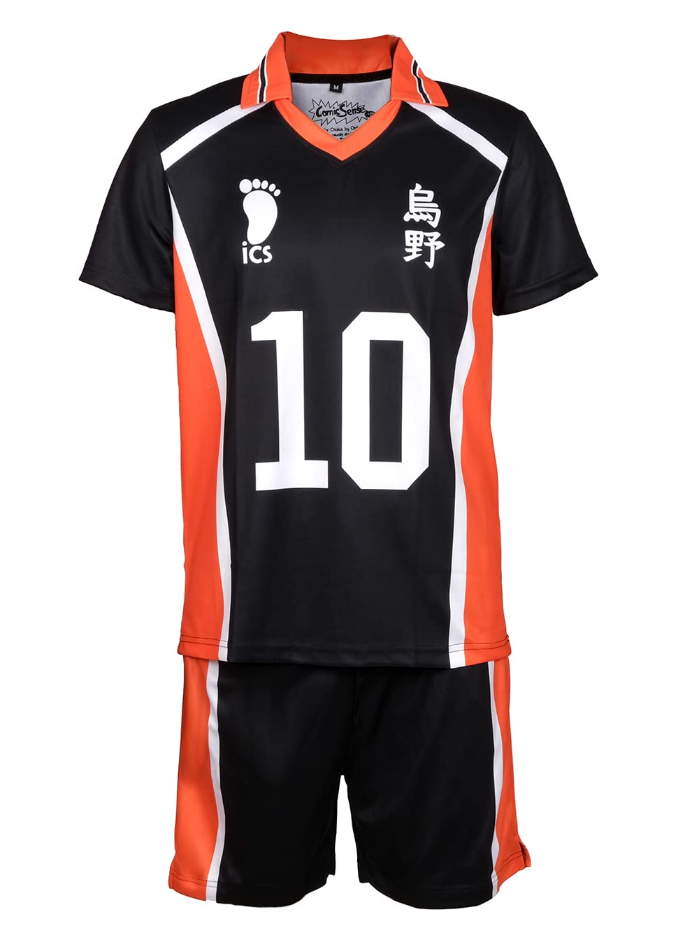 ComicSense.xyz Polyester Printed Karasuno 10 Number Anime Jersey for Volleyball Football & Multi Sports - Medium (T-Shirt & Short Combo)-image-2