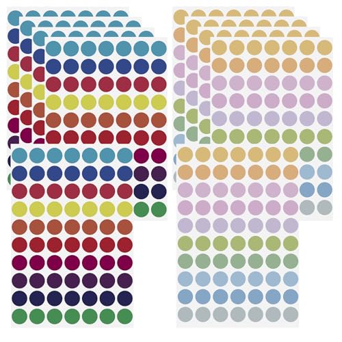 Aruicheng Klebepunkte Bunt Klebepunkte 700 Stück Runde Aufkleber Punktaufkleber Etiketten Markierungspunkte 20 Farben Runde Dot Aufkleber Dot Stickers, 10 Blätter