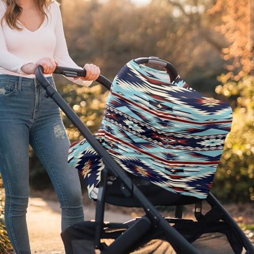 Image of Youngerbaby Aztec Western Nursing Cover Breastfeeding Soft Infant Carseat Canopy Stretchy Breathable Cover for Stroller High Chair Shopping Cart Canopies