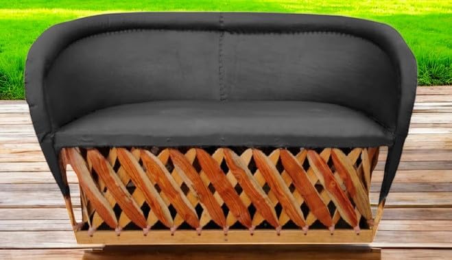 Love Seat Equipal Furniture Handmade by Equipales San Jose Black Color Mexican Traditional Style Ideal for Your Home, House, Garden, Office, Restaurant, Hotel, bar, Beach, Living Room, Bedroom