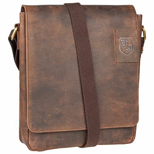 hodalump Echt-Leder Tasche • Cross-Over Tasche • Umhängetasche für Damen und Herren • Perfekt geeignet für den Alltag • (Braun) Cover