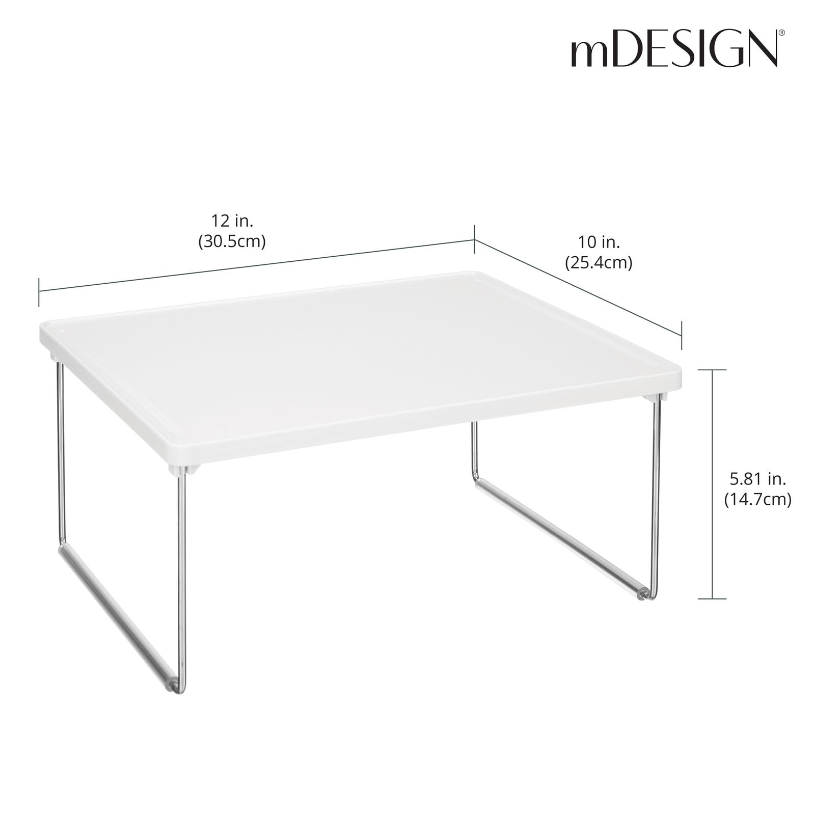 mDesign Zestaw 4 wkładów na ubrania - półka metalowa i tworzywo sztuczne zapewniają więcej miejsca do przechowywania w szafie - biały