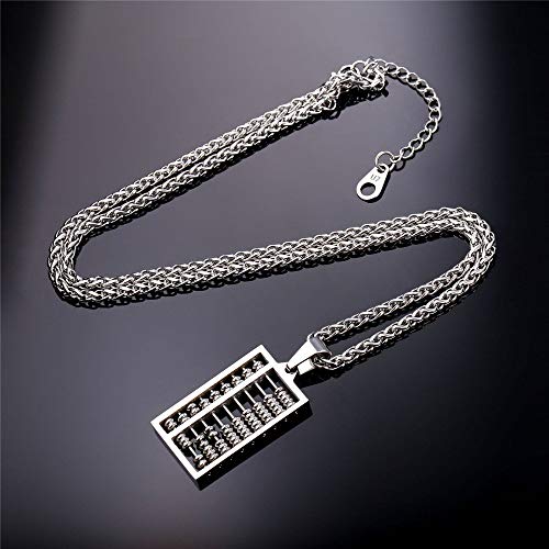 U7 Abacus Pendant Stainless Steel Boys Men Fidget Necklaces With Chain #TOP4