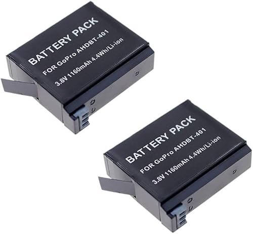 Miniatura 5 de Suptig Batería (paquete de 2) y cargador Daul para Gopro Hero 4 Black Gopro HEROR4 Silver y AHDBT-401