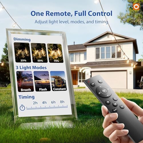 addlon Waterproof Outdoor String Lights, 100FT with Remote Control - 1