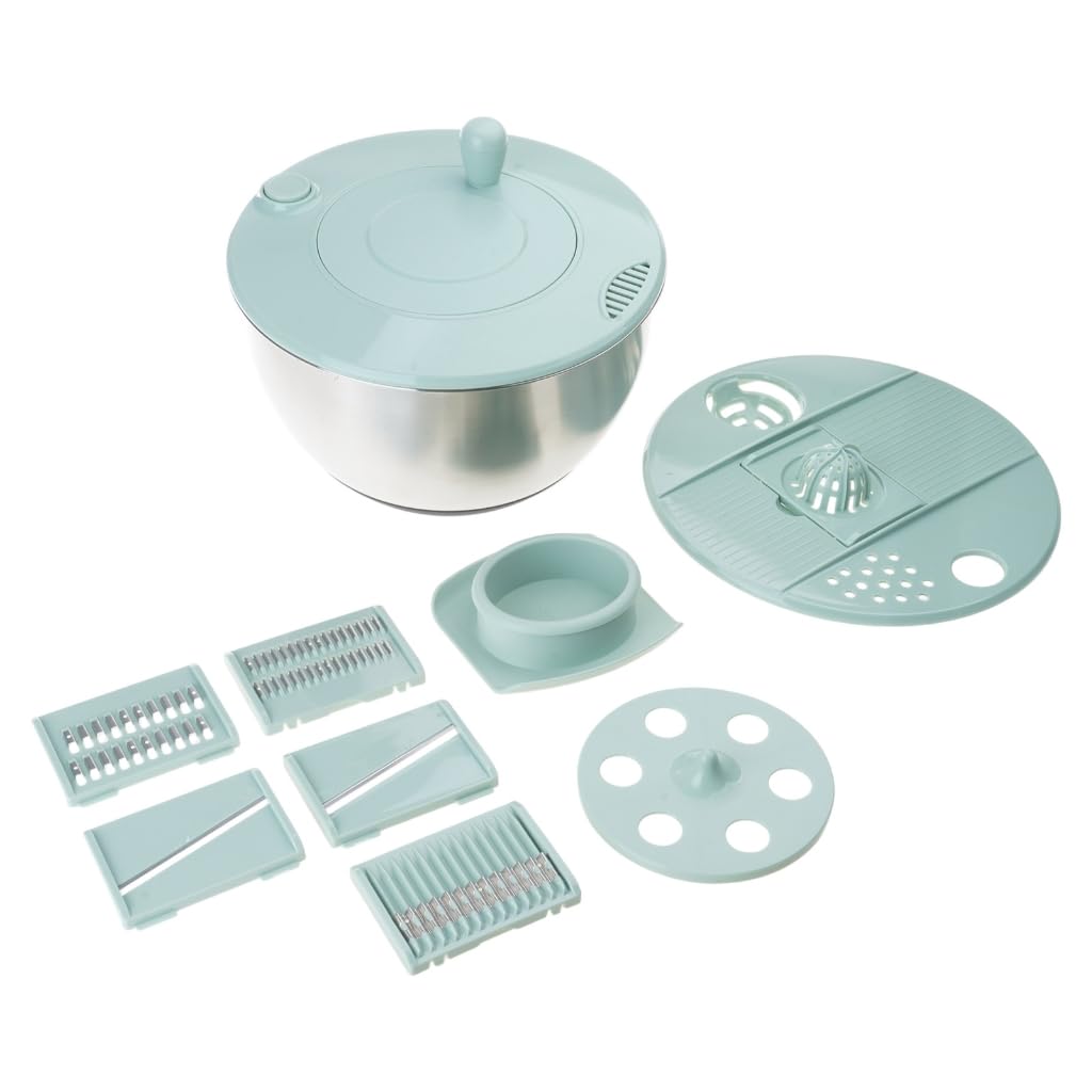 Centrifugador de ensalada de doble capa con cesta de acero inoxidable 304 para secar y lavar frutas y verduras eficientes. Herramienta de cocina