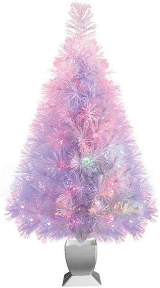 Holiday Time Artificial Christmas Trees Pre-Lit 32" Fiber Optic Artificial Tree, White, Color Change Lighting