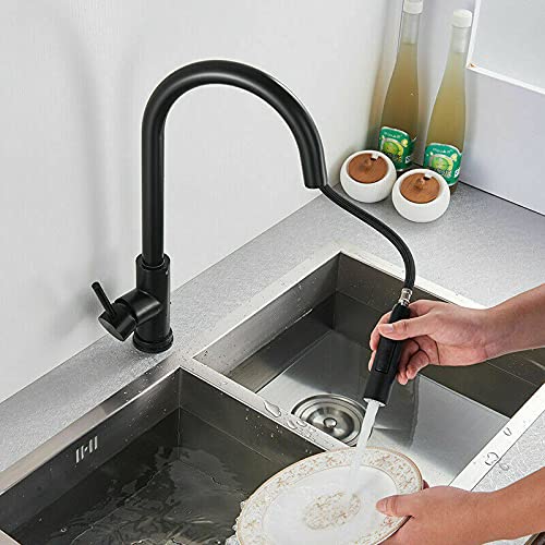 Robinet d'évier de cuisine extractible en acier inoxydable 304