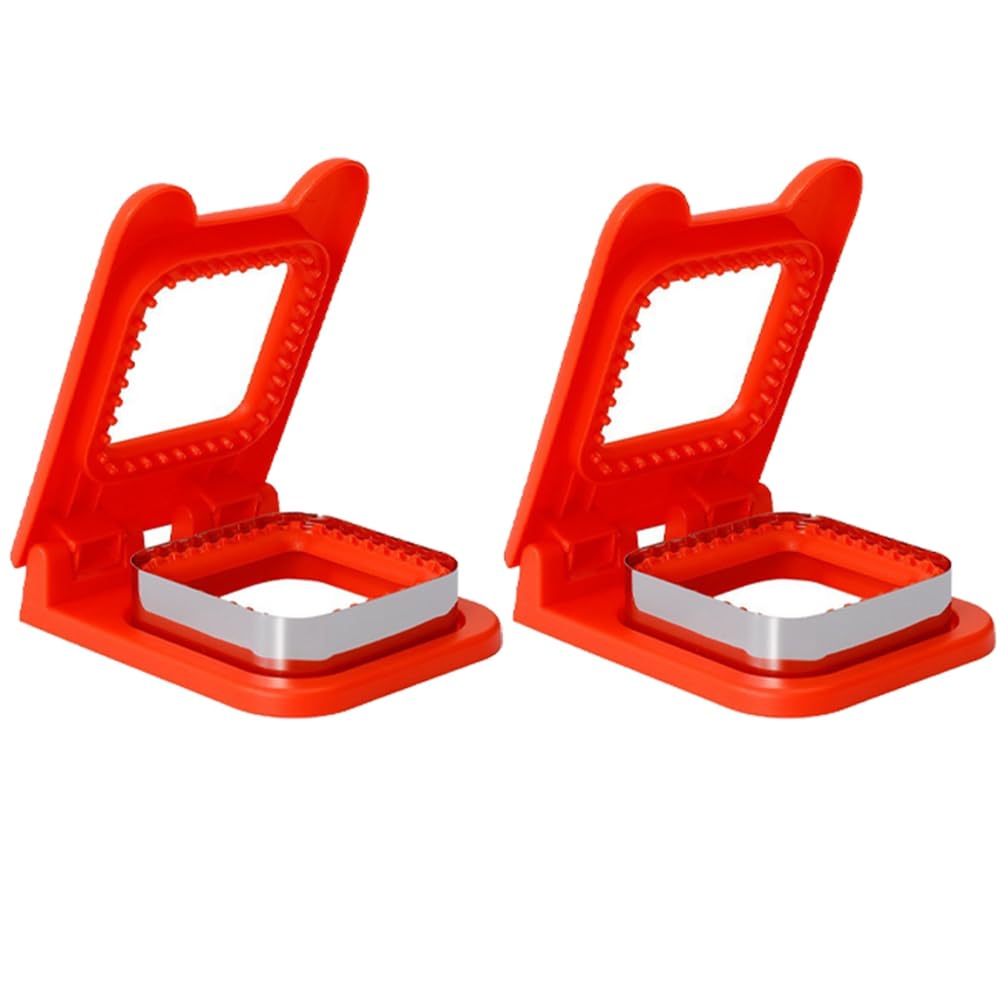 CTRLZS Metal Sandwich Cutter Sealer Square Sandwich Cutter Kids Lunch Box Bento Box Red