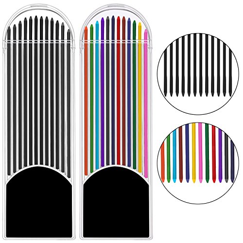 Excelfu 6 Pieces 2.0 Mm Mechanical Pencils With 6 Cases Lead Refills, Color And Black Refills For Draft Drawing, Carpenter, Writing, Crafting, Art Sketching #TOP3