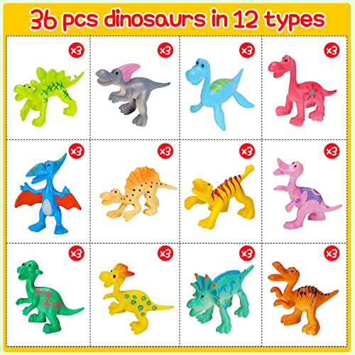 36 Pcs Dinosaur Bulk Toys Easter Basket Goodie Bags Stuffers Gifts For Kids School Prizes For Classroom Birthday Party Favors For Boys Girls Cupcake Toppers Pinata Easter Egg Fillers Treasure Box Toys #TOP1