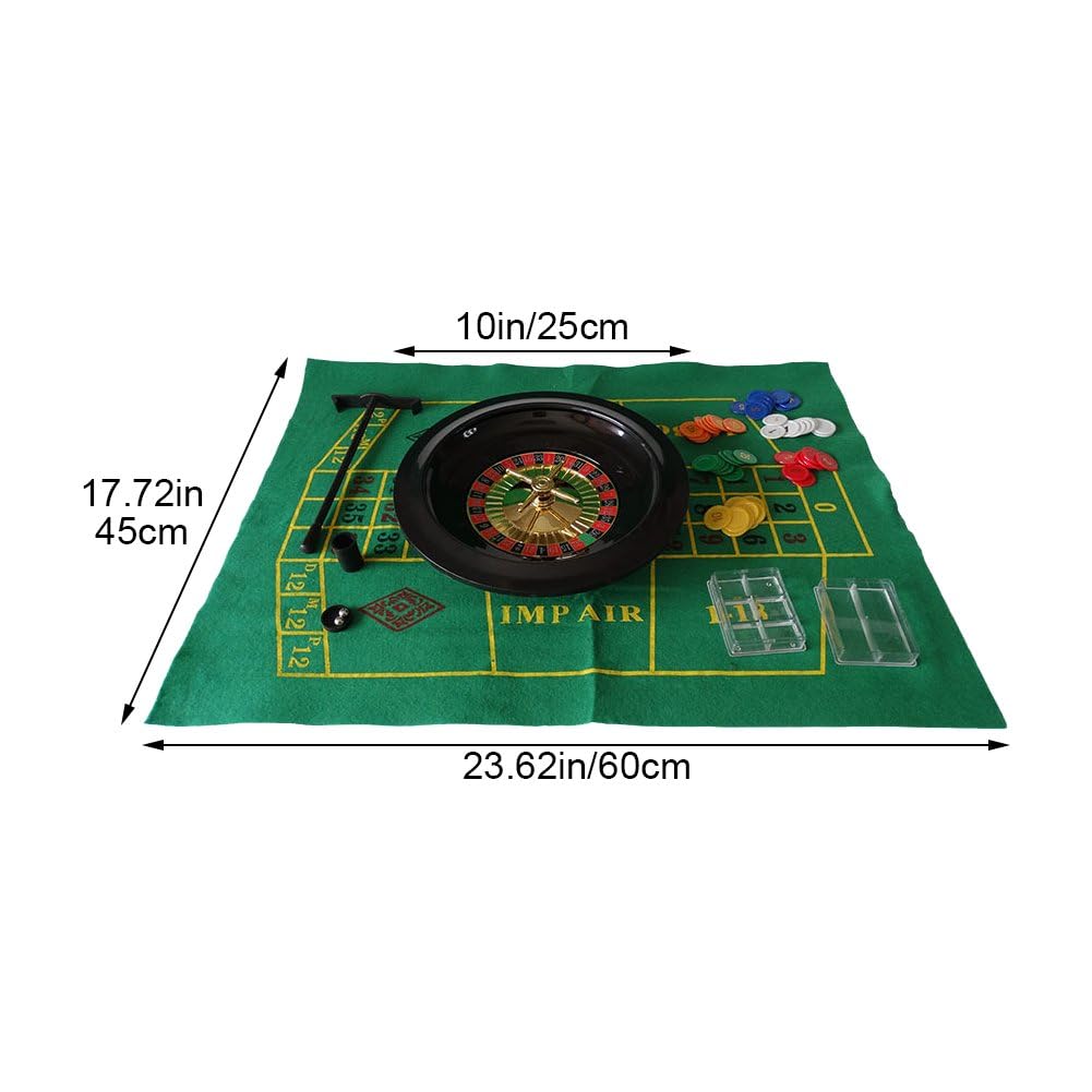 Wudaizhi Juego De Ruleta De Casino De 10 Pulgadas con Fichas De Mantel para Bar, Fiesta, Herramientas Divertidas, Juego De Mesa De Entretenimiento