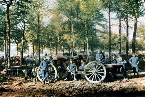 Art mural bataille de Verdun pour décoration chambre tableau artilleurs français 60x90cm