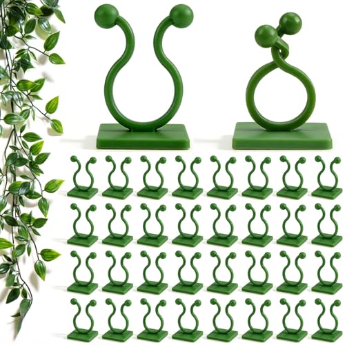 WATMTIN 100 Pcs Plant Climbing Wall Fixture Clips Green Plant Fixer with Self-Adhesive Hook Fixing Clip Vines Holder for Indoor Outdoor Plants Support Cable Wire (Medium)