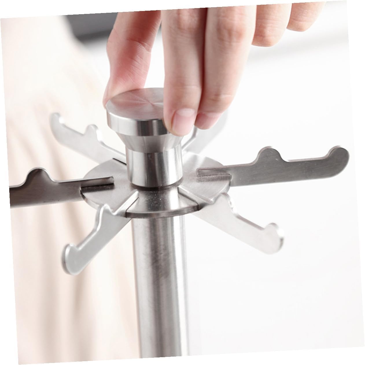 Uonlytech Stainless Steel Kitchen Rack with 6 Hooks Utensil and Spatula Organizer for Cooking Tools Storage Space-saving Holder for Home Kitchen Supplies