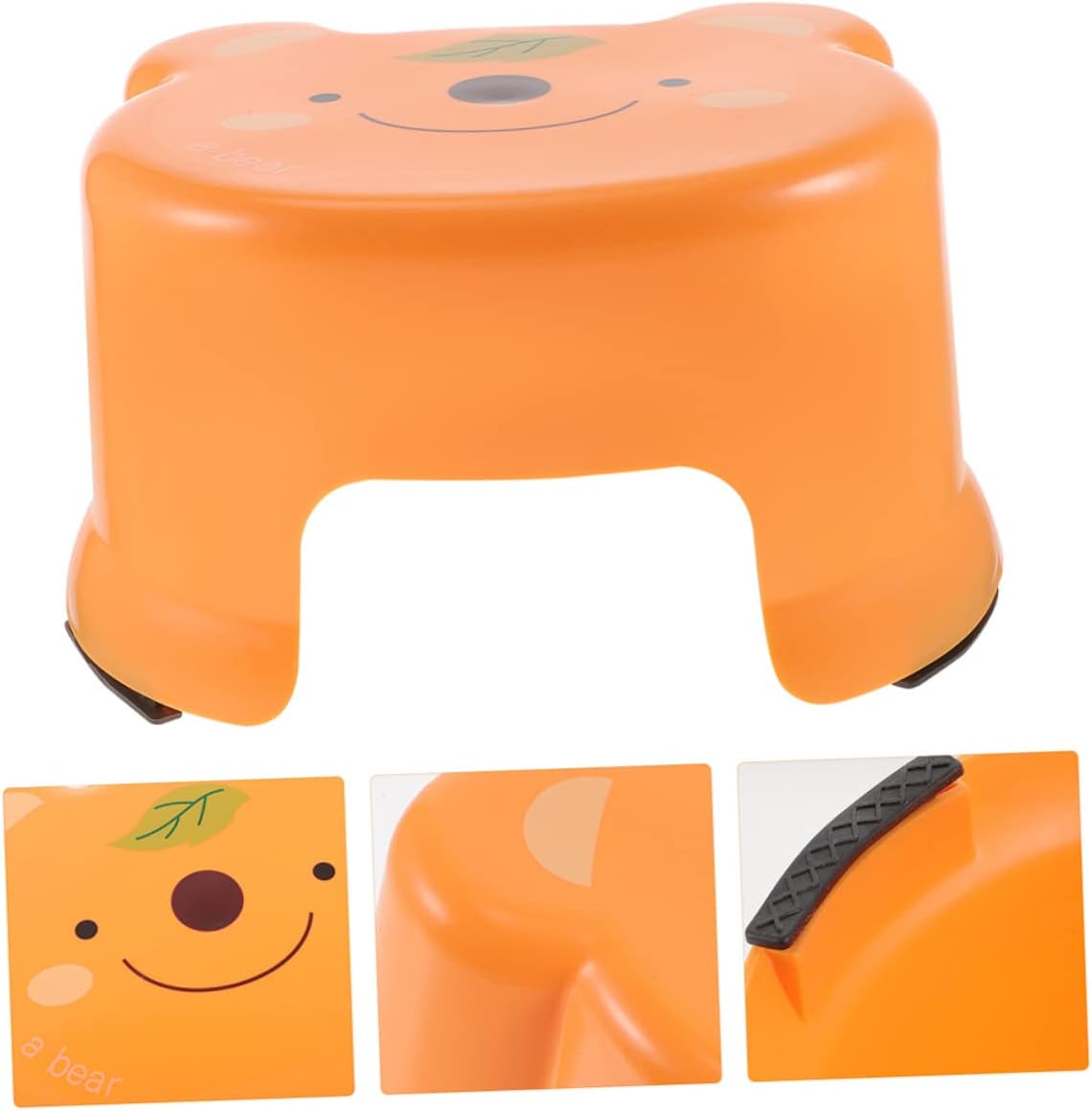 Zerodeko 2pcs Cartoon Plastic Step Stools for Skid Thickened Bathroom Stools with Strong Load Capacity for Teens Orange White