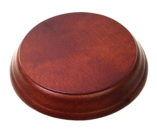 National Artcraft 4 Inch Round Wood Display Base - Walnut Finish