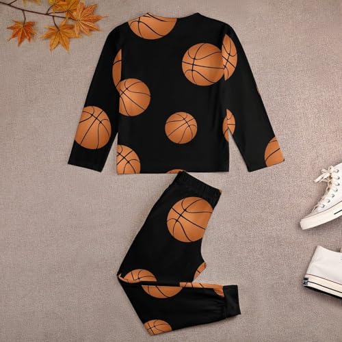 Basketball PatternChildren's Pajama Set Round Neck Long Sleeve Top + Pants Two-piece Set140CM3