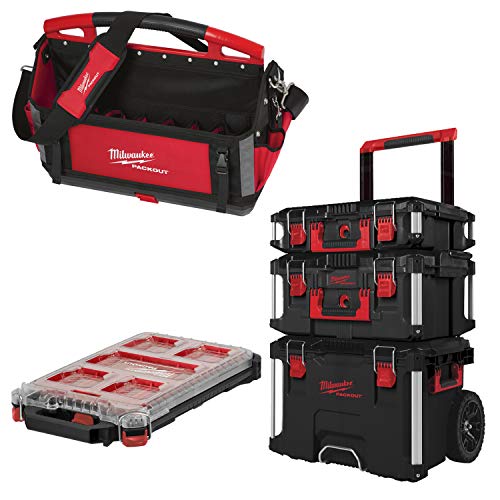 Preisvergleich Produktbild Milwaukee PACKOUT(TM) Promo-Set Trolley / Kofferset 3-tlg. / Werkzeugtasche / Organizer