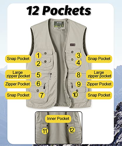 Men's Outdoor Fishing Vest Sleeveless Jackets Multi Pocket Photographers Vest Outerwear Tool Vests4