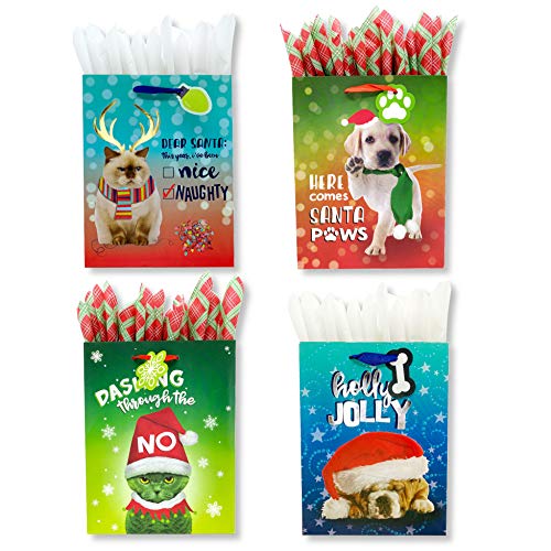 Funny Cute Dogs Cats Gift Bags + Tissue Paper California 