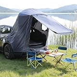 SUMK Tailgate Camping Tent for Tesla Model Y 2020-2024 Accessories [UPF50+ & Waterproof PU 3000mm] 420D Oxford Fabric Car Tailgate Shade Awning with Screen Net Suitable for 2-4 Person - Grey
