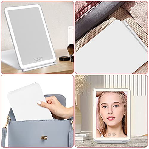 Fome Travel Makeup Mirror With 56 Leds Lights, Travel Makeup Vanity Mirror With 1X/10X Magnification Touch Screen Dimmable Lighting Rechargeable Folding Mirror For Handbag #TOP6