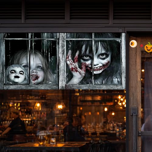 Película adhesiva estática para ventana con diseño de Halloween de HOMETITUTE miniatura 2